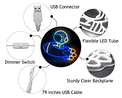 Astronaut and Rocket Neon Sign