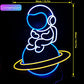 Astronaut Sitting on Planet LED Neon Sign