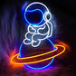 Astronaut Sitting on Planet LED Neon Sign