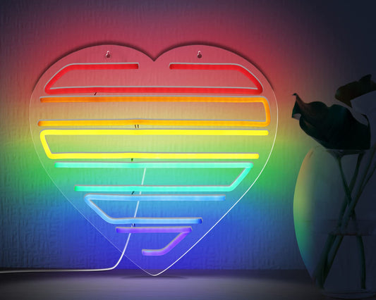 Rainbow Colorful Heart Neon Sign