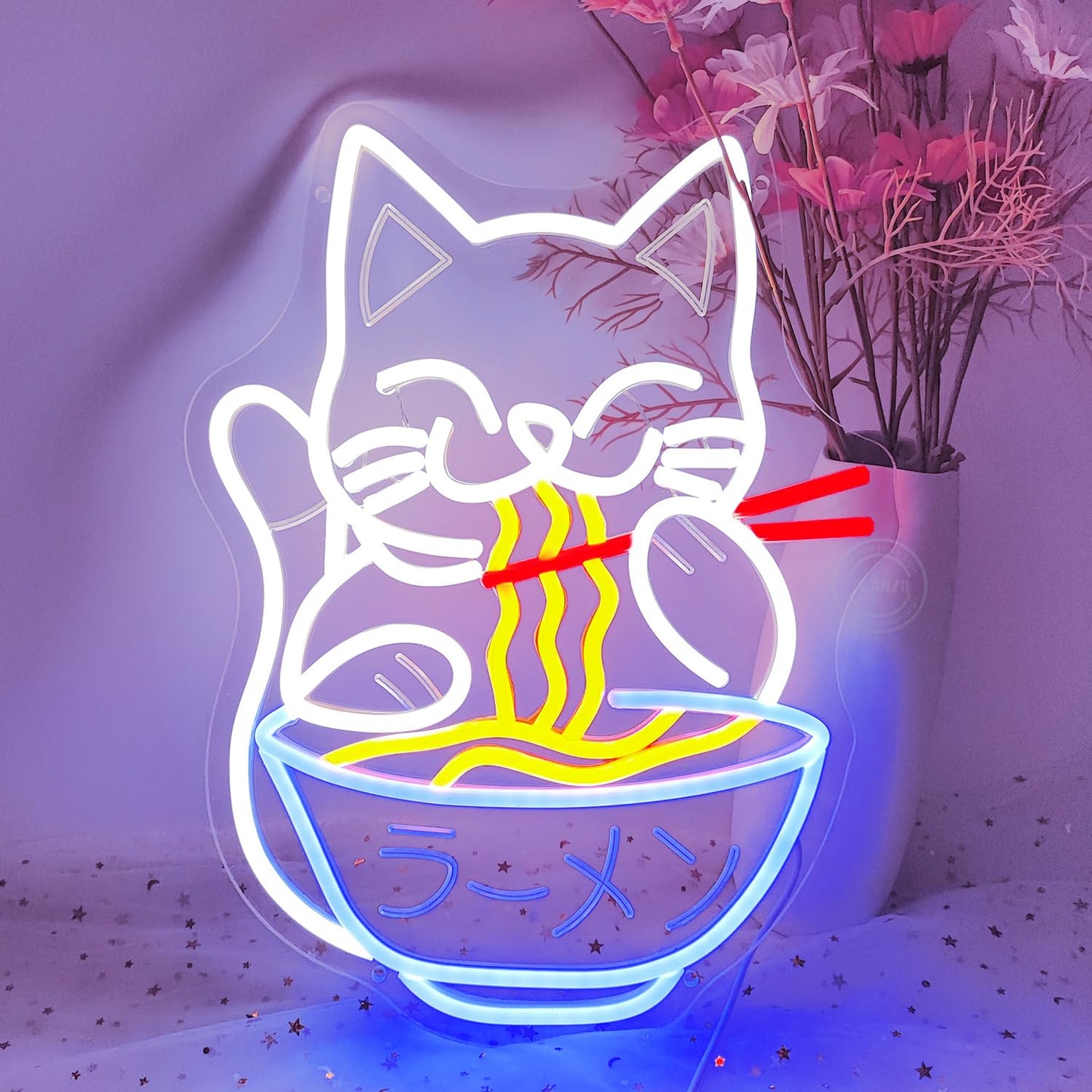 Cat Ramen Neon Sign Light Japanese Noodle Bar Ramen Restaurant Neon Sign Wall Decor