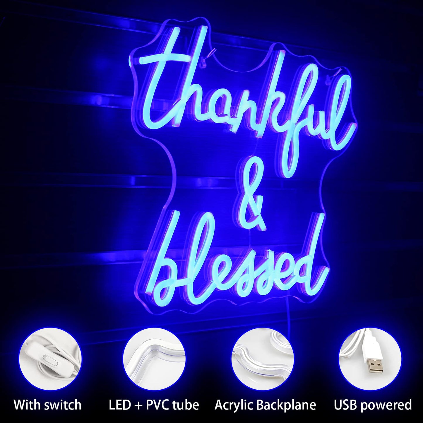 Thankful and Blessed Neon Sign Jesus Neon Sign