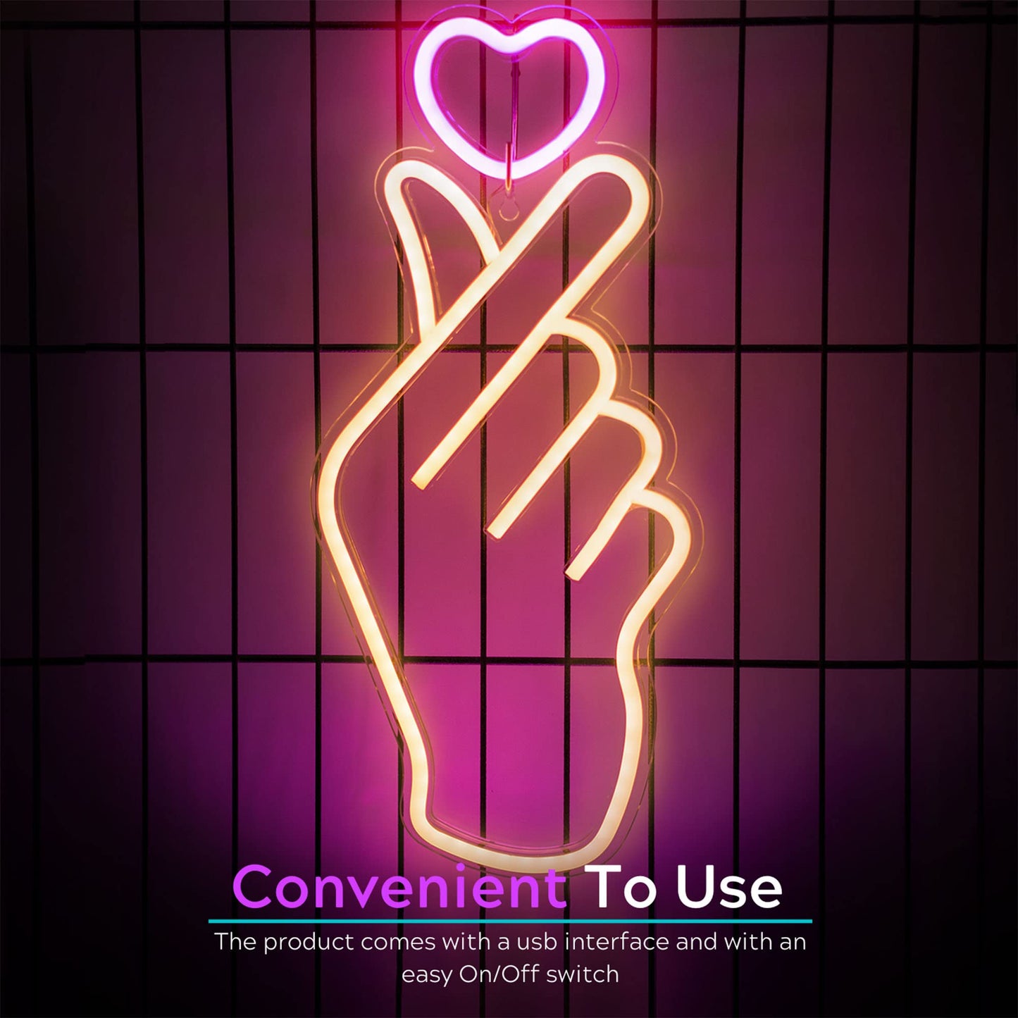 Korean Finger Heart Neon Signs - Heart Thumb South Korean Wall Decor