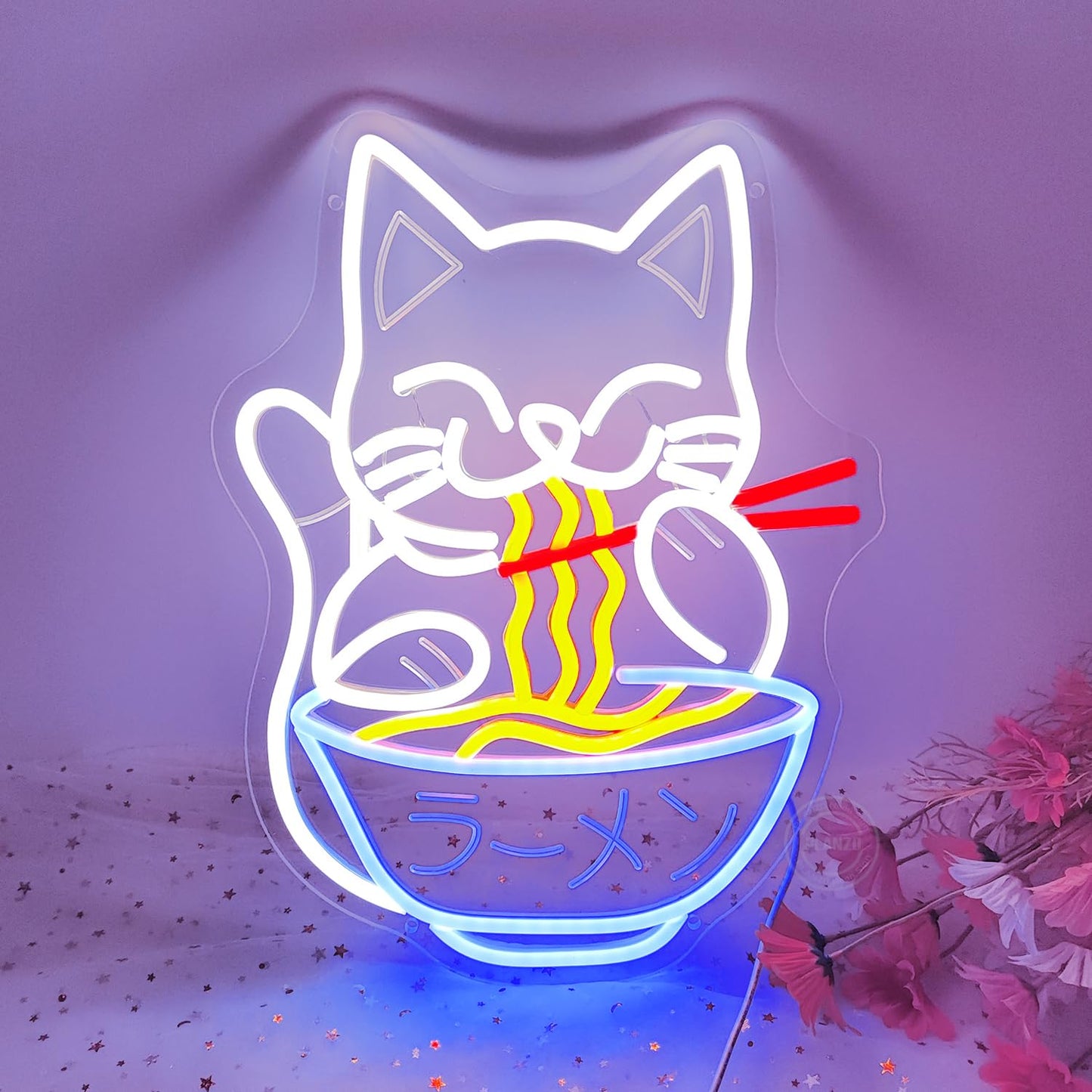 Cat Ramen Neon Sign Light Japanese Noodle Bar Ramen Restaurant Neon Sign Wall Decor