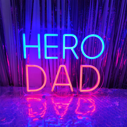 Happy Father's Day Neon Sign For Wall Decor Hero Dad Gift