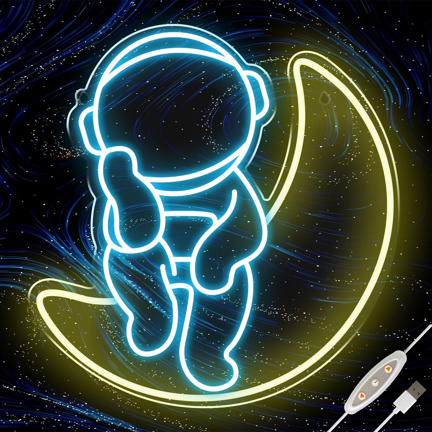 Astronaut and Moon Neon Sign