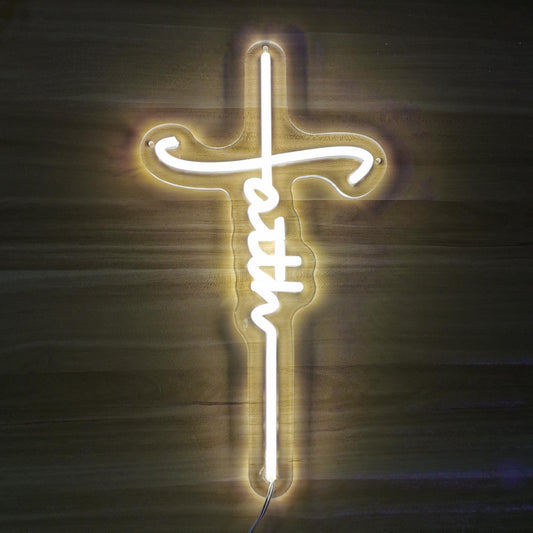 Cross Neon Sign for Wall Decor Cross Faith Christian Neon Sign