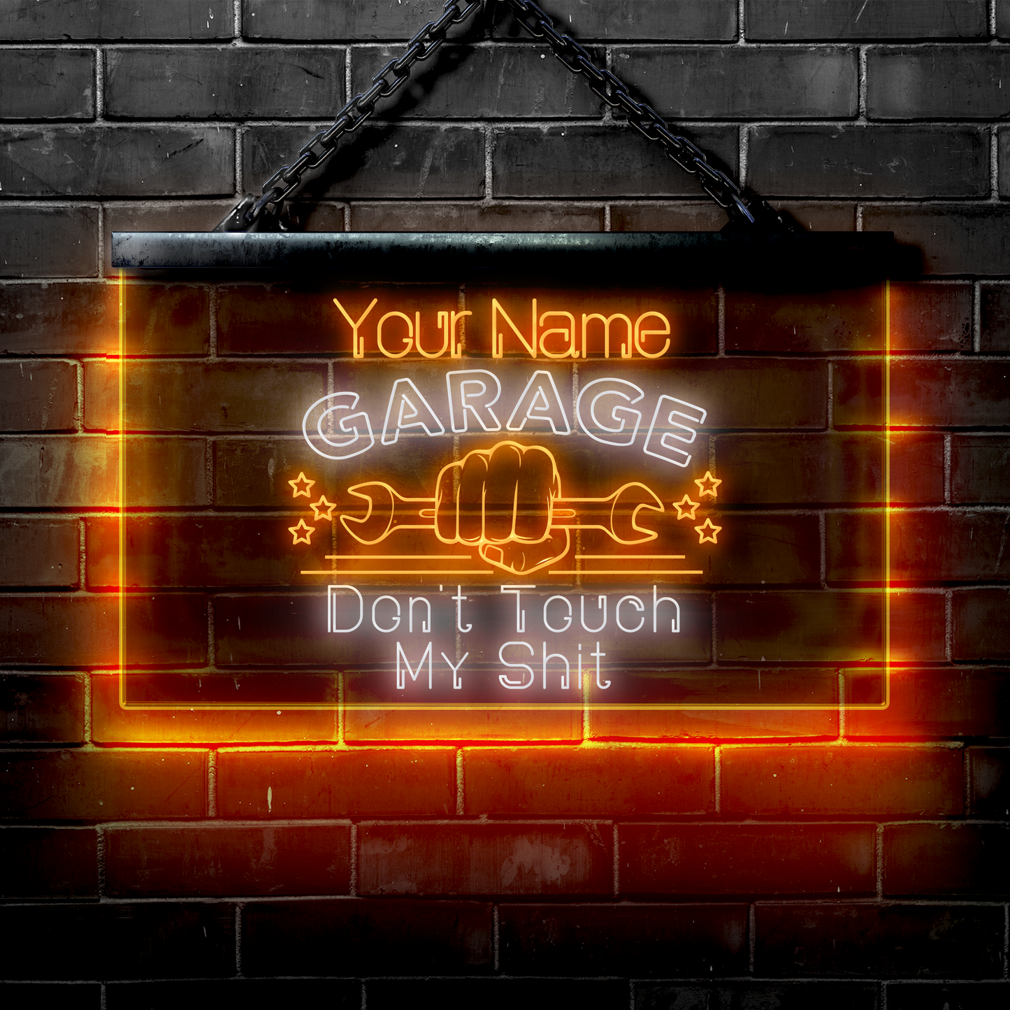 Personalized LED Garage Sign: Don't Touch My Shit