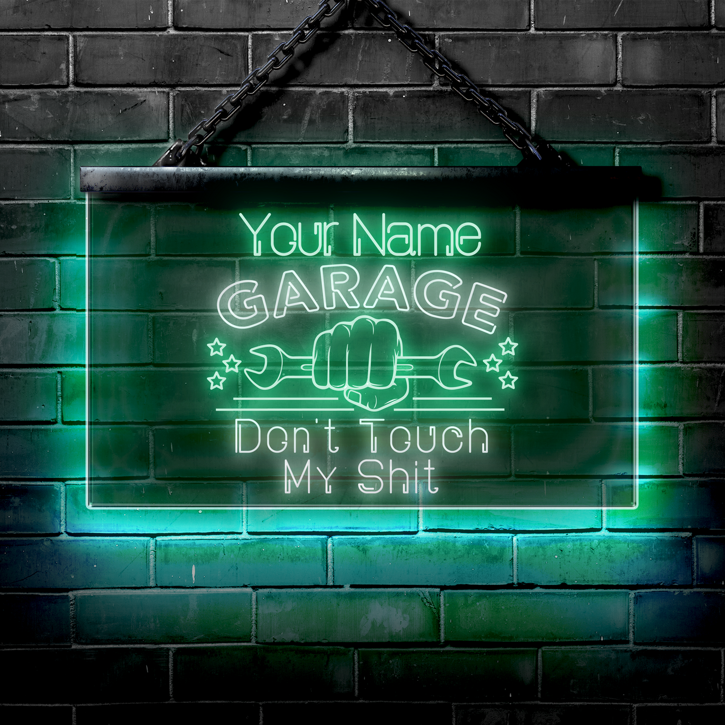 Personalized LED Garage Sign: Don't Touch My Shit