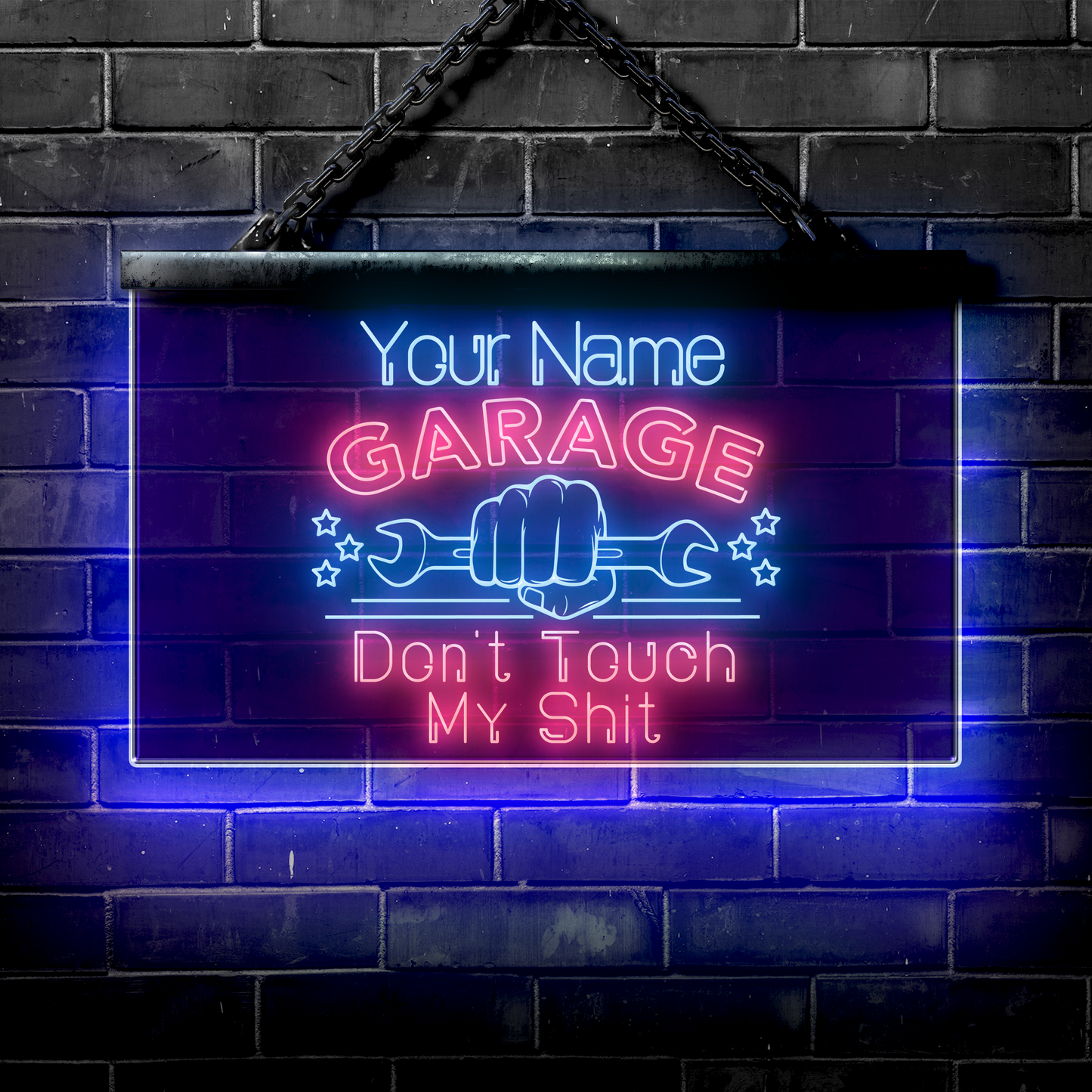 Personalized LED Garage Sign: Don't Touch My Shit