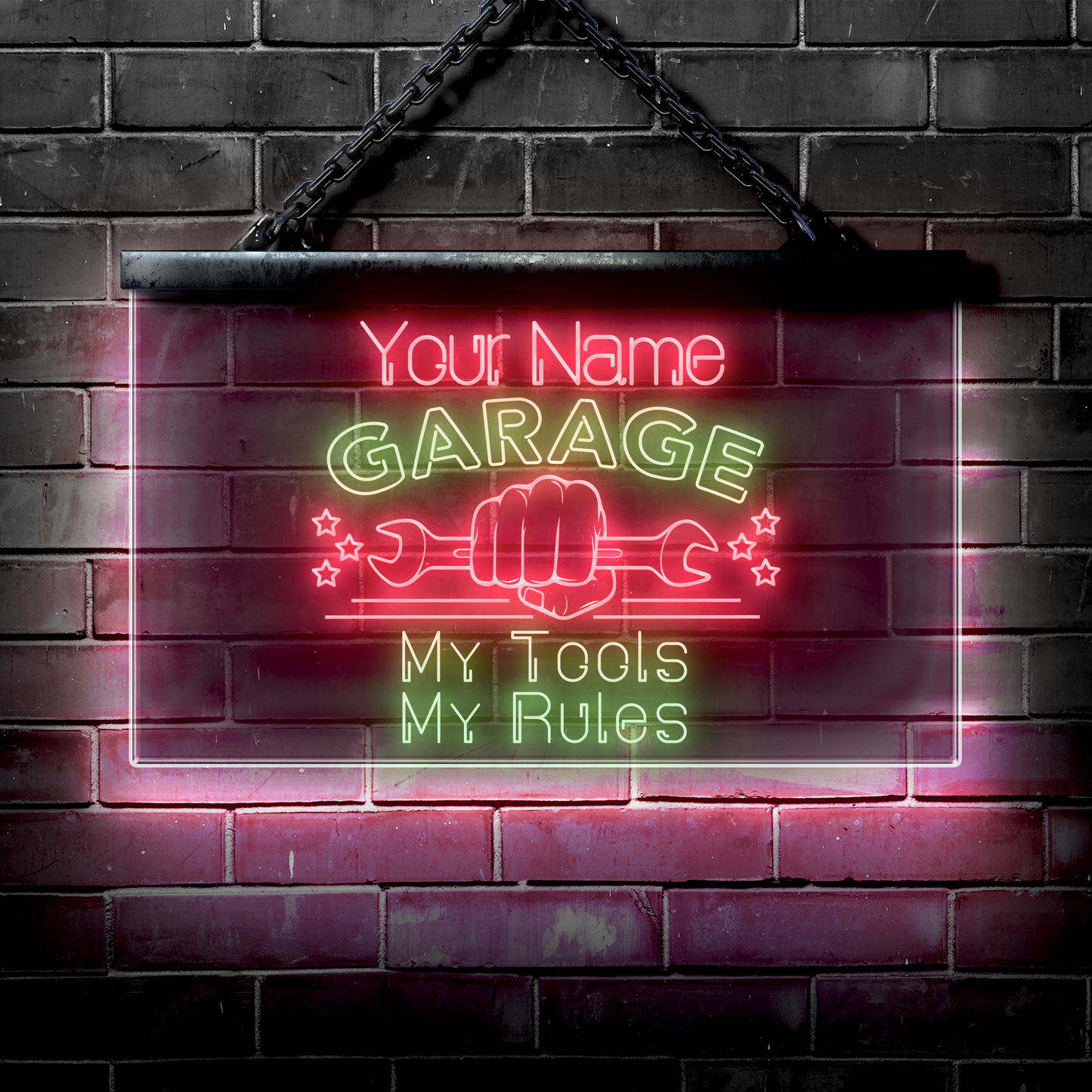 Personalized LED Garage Sign: My Tools My Rules