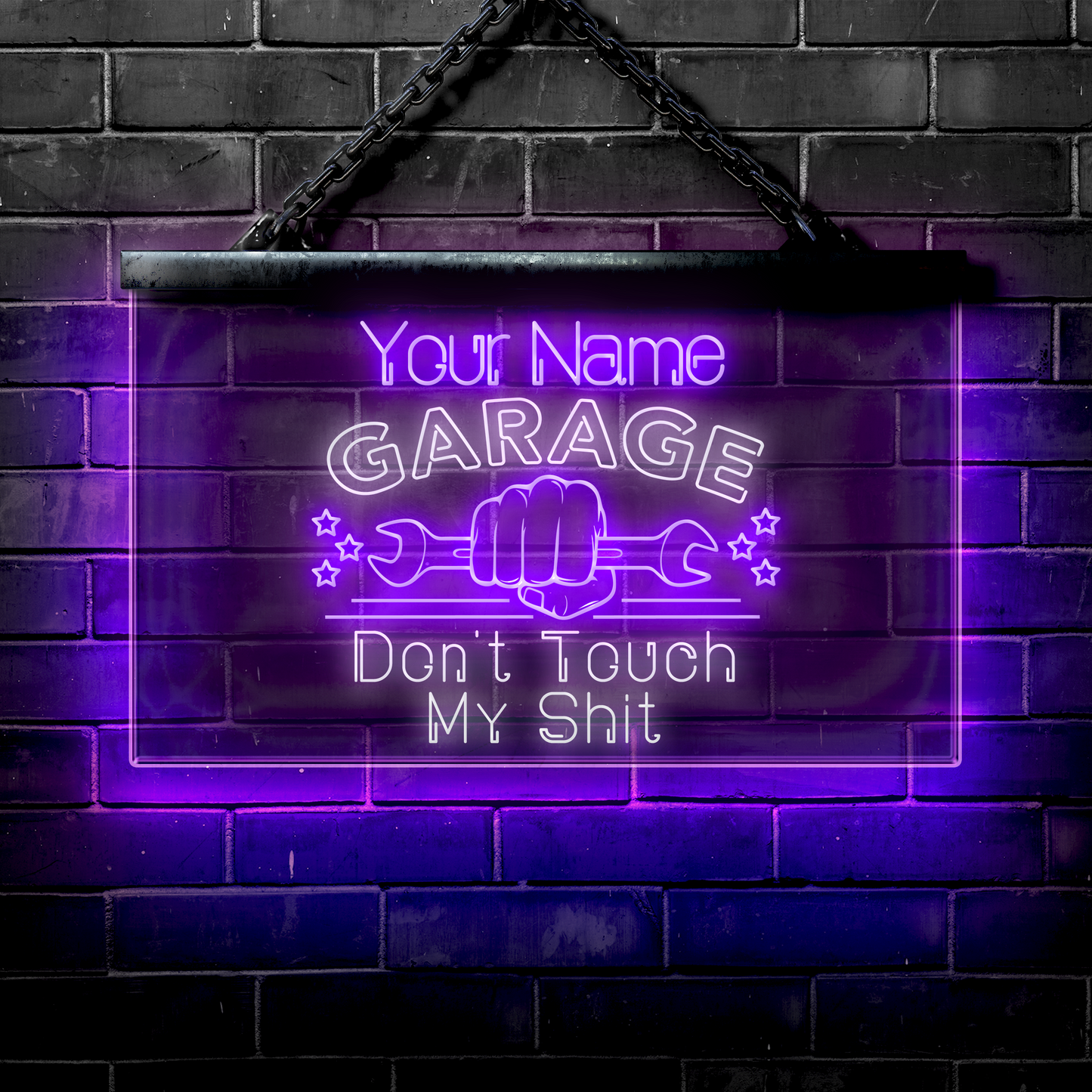 Personalized LED Garage Sign: Don't Touch My Shit