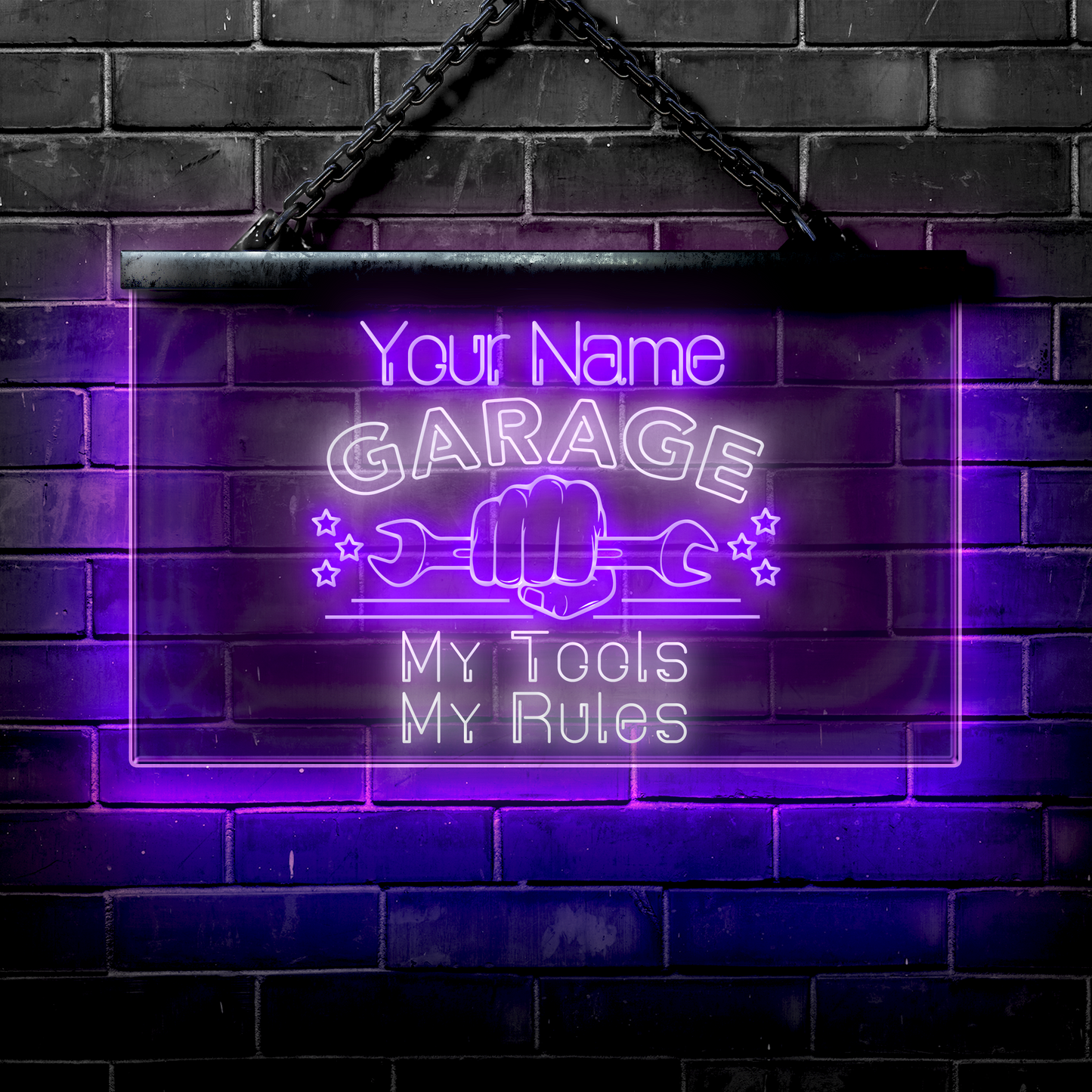 Personalized LED Garage Sign: My Tools My Rules