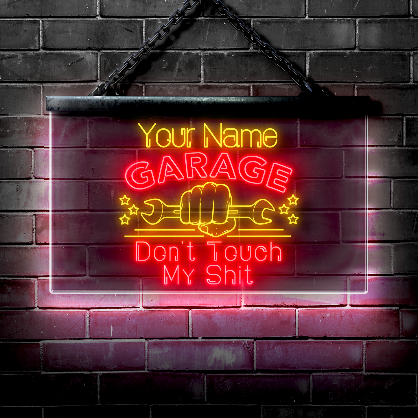 Personalized LED Garage Sign: Don't Touch My Shit