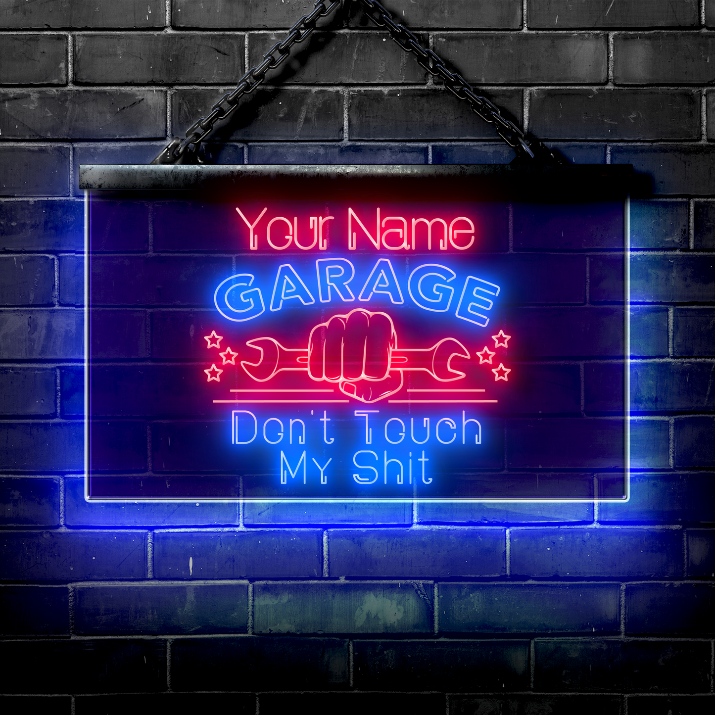 Personalized LED Garage Sign: Don't Touch My Shit