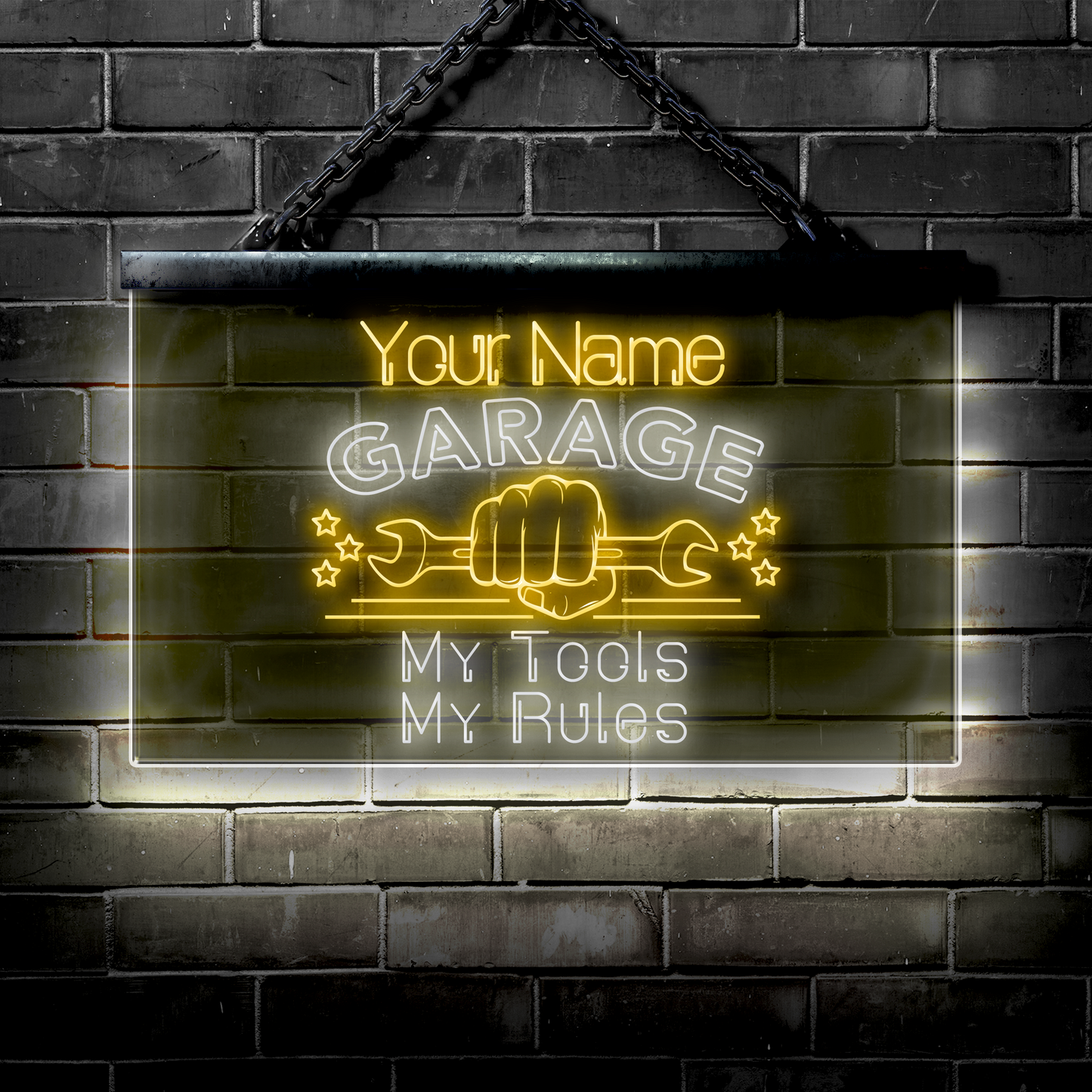 Personalized LED Garage Sign: My Tools My Rules