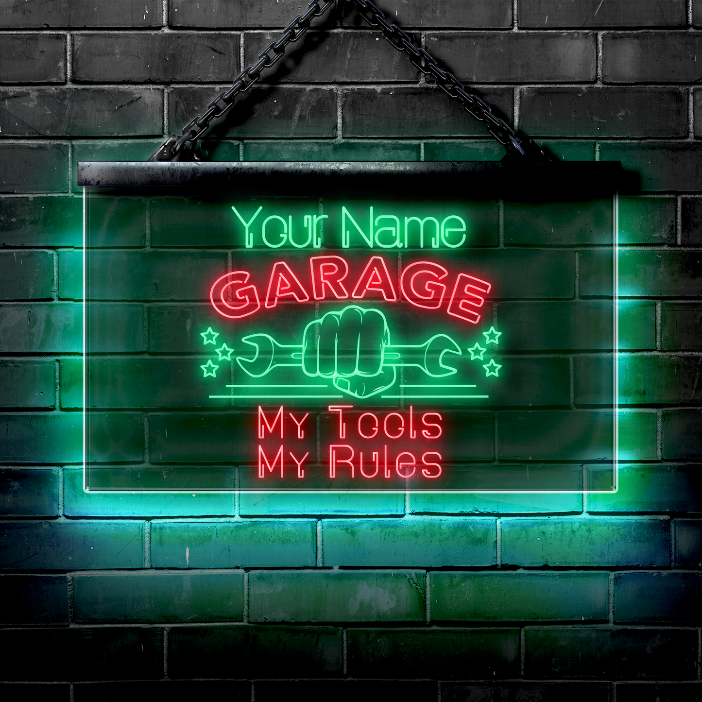 Personalized LED Garage Sign: My Tools My Rules