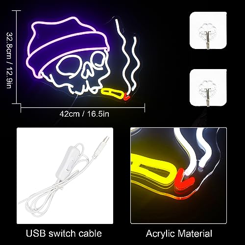 Smoking Skull Neon Sign Weed Neon Sign