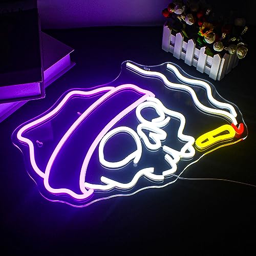 Smoking Skull Neon Sign Weed Neon Sign