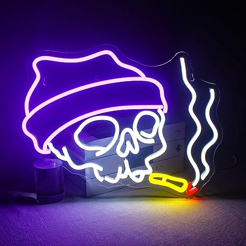 Smoking Skull Neon Sign Weed Neon Sign