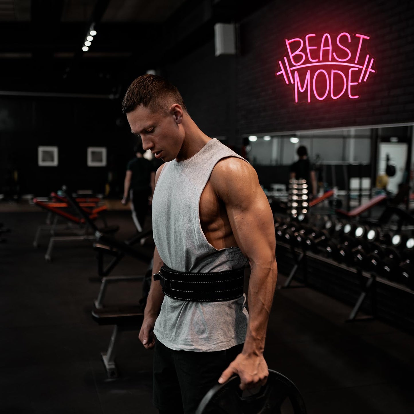 Beast Mode Barbell Dumbell Weight Lifting Workout Gym Neon Sign