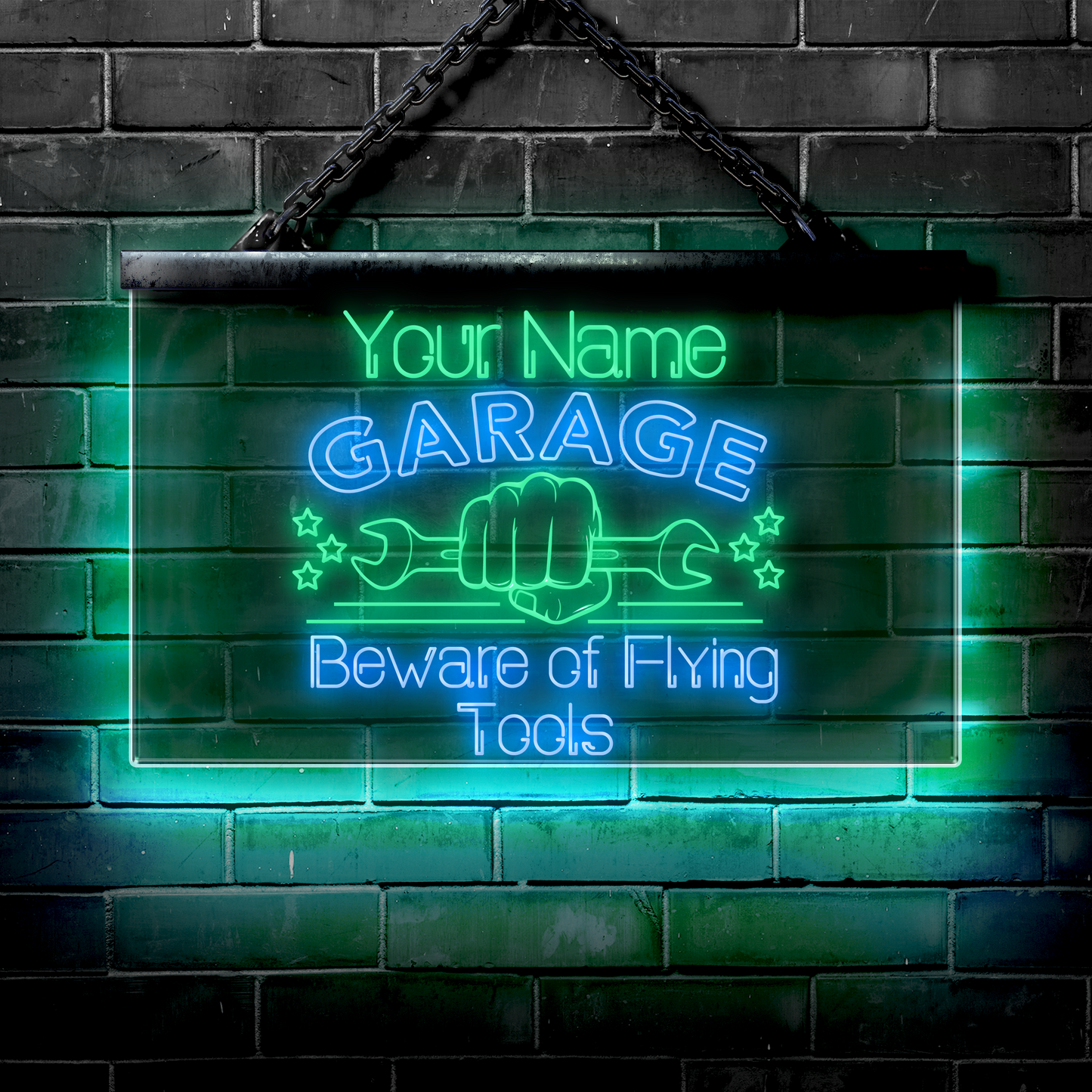 Personalized LED Garage Sign: Beware of Flying Tools