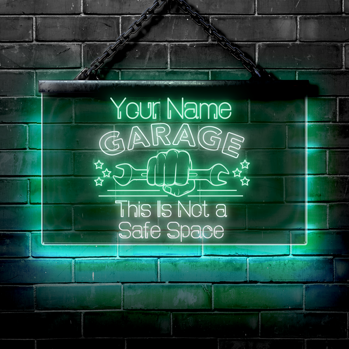 Personalized LED Garage Sign: This Is Not a Safe Space