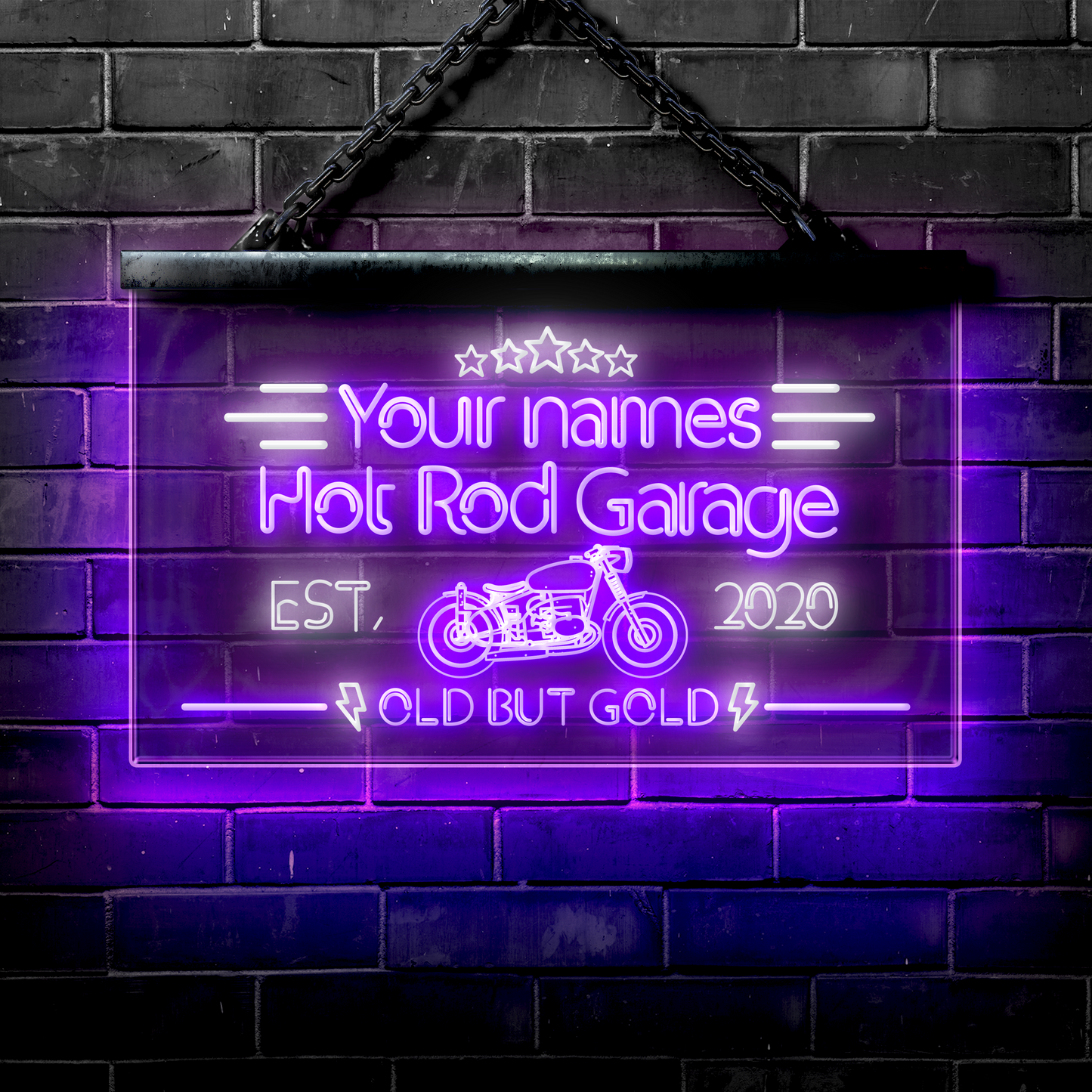 Customized LED Garage Sign: Hot Rod Garage