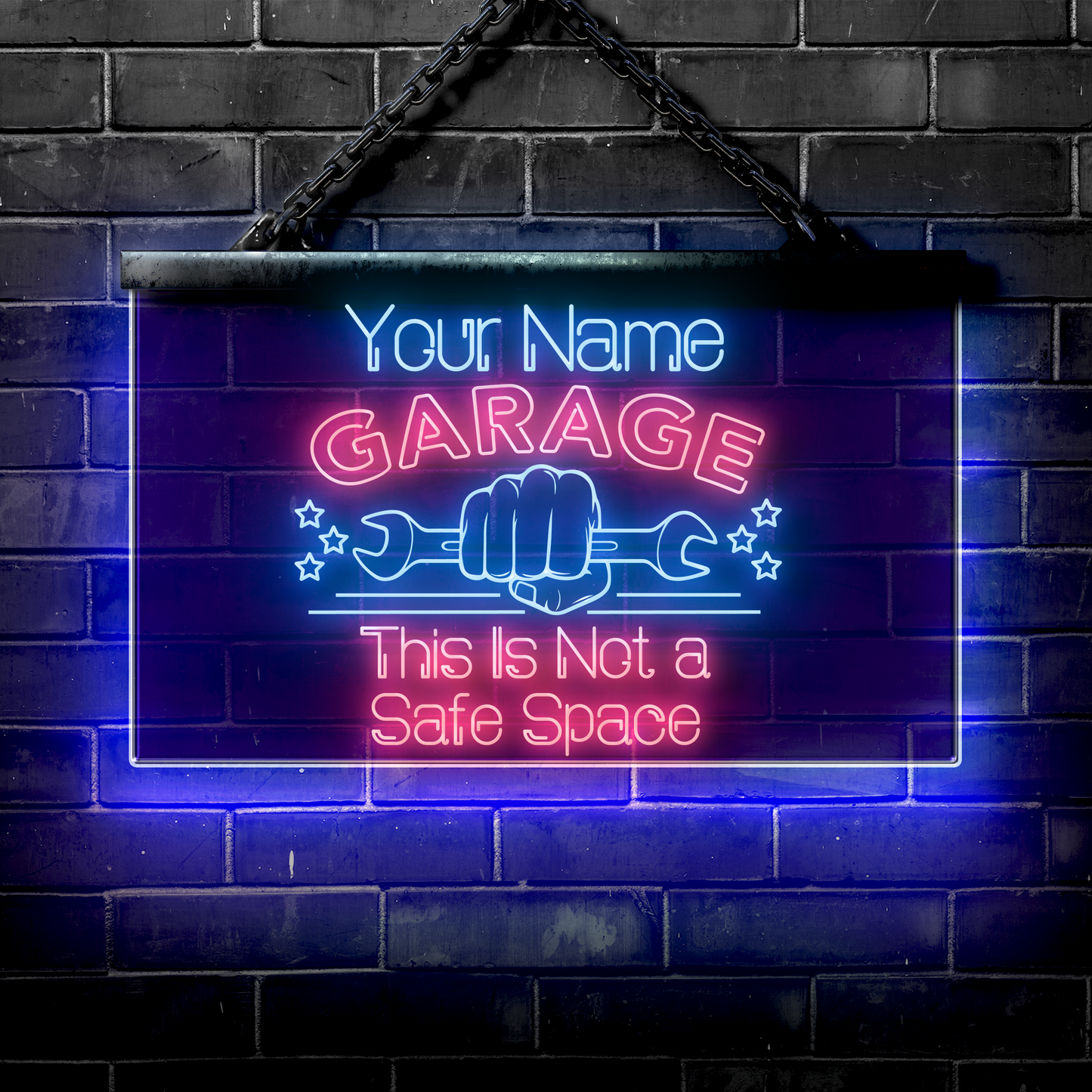 Personalized LED Garage Sign: This Is Not a Safe Space