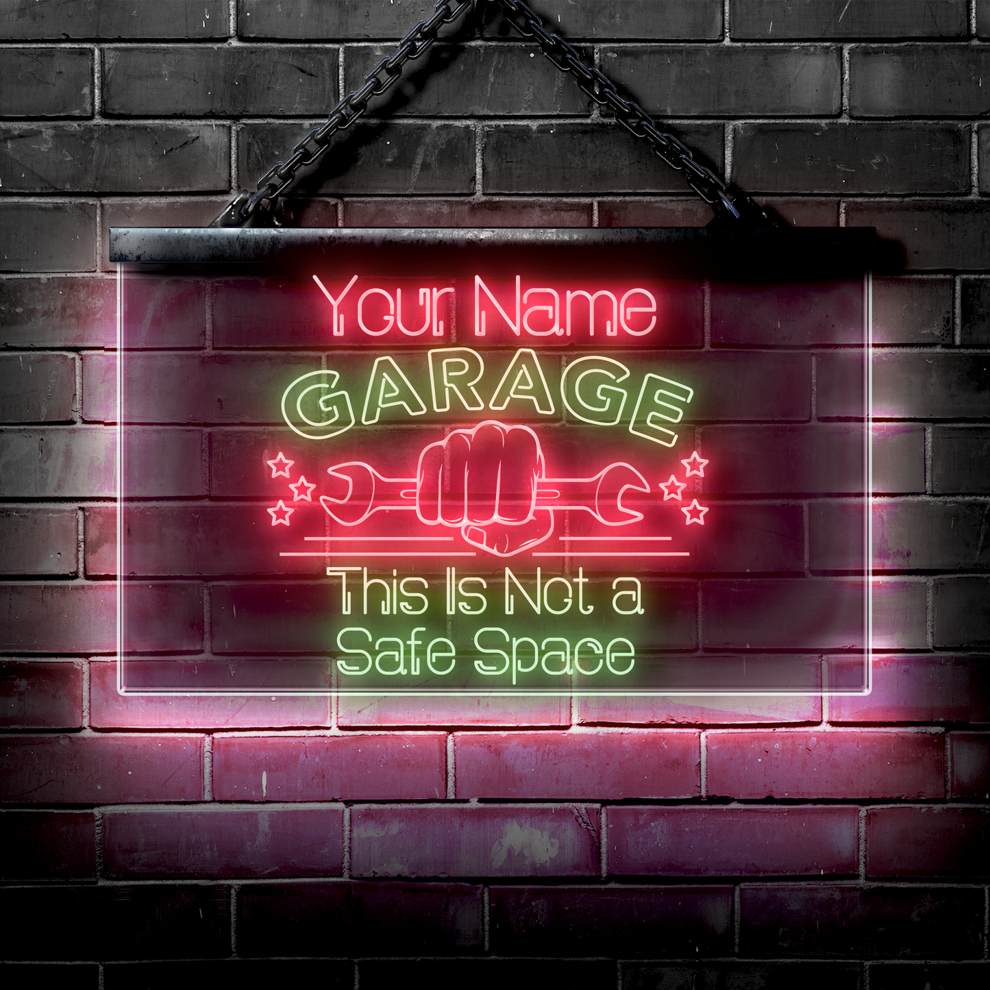 Personalized LED Garage Sign: This Is Not a Safe Space