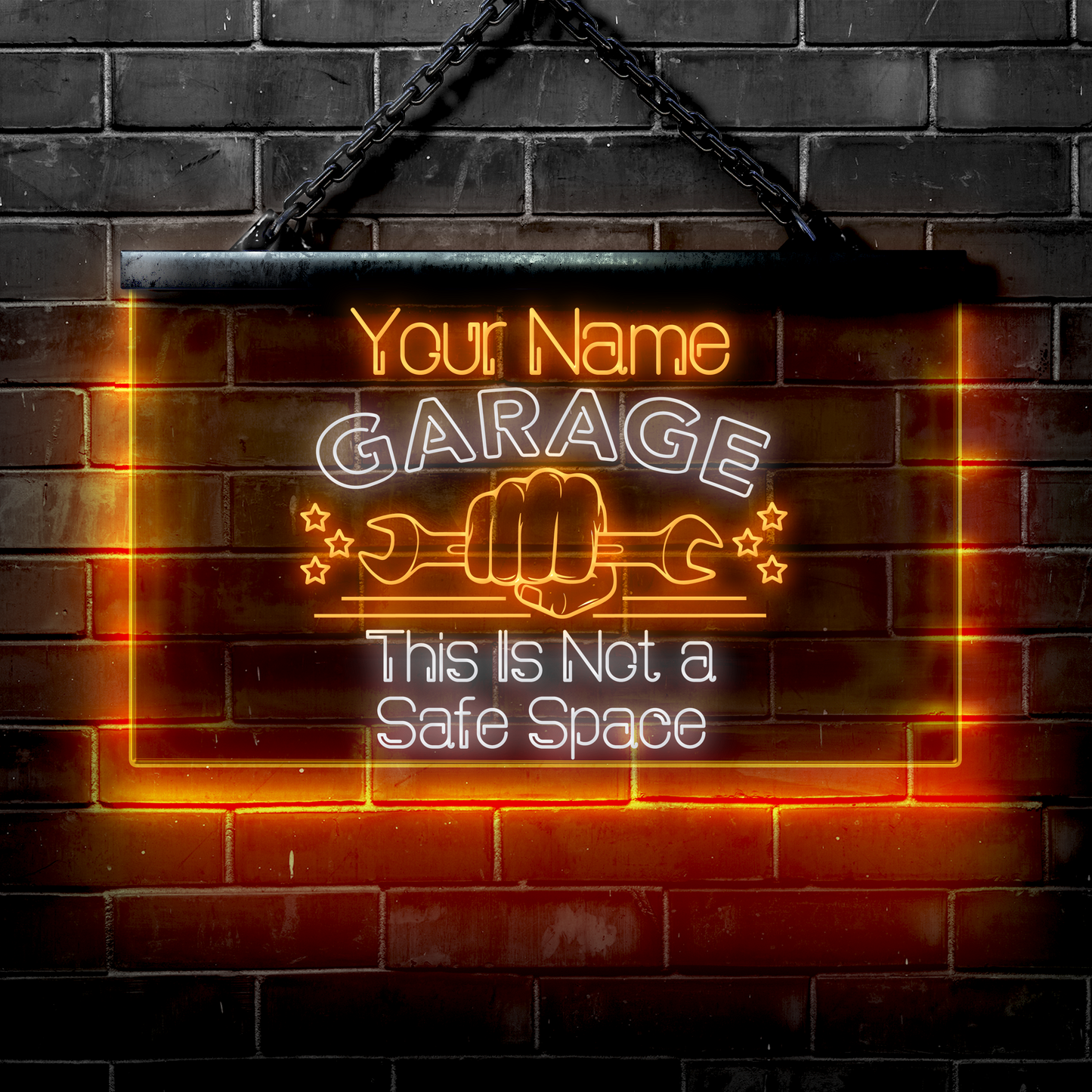 Personalized LED Garage Sign: This Is Not a Safe Space