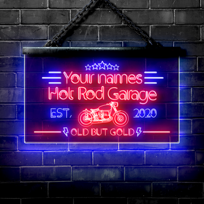 Customized LED Garage Sign: Hot Rod Garage