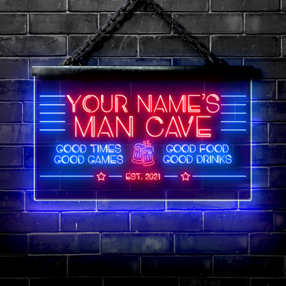 Customized LED Bar Sign: Man Cave Bar Good Times