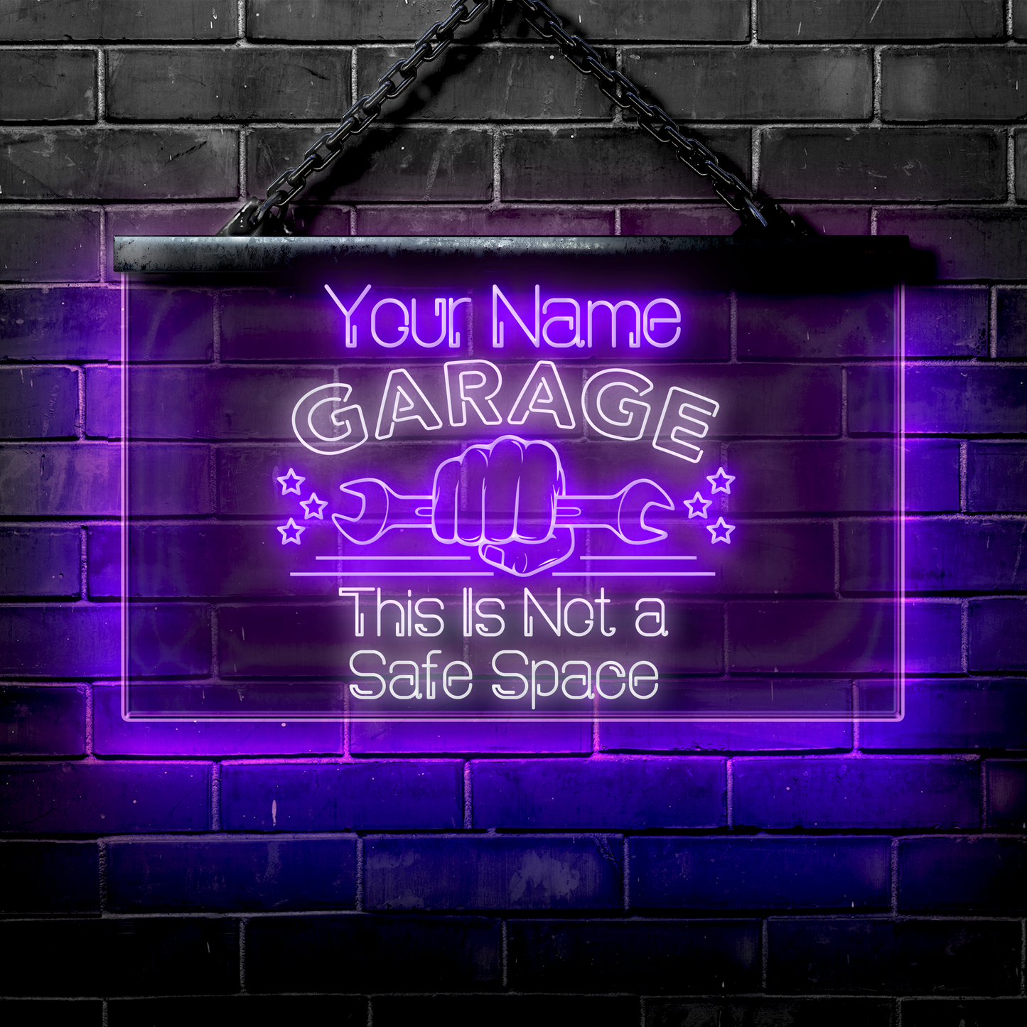 Personalized LED Garage Sign: This Is Not a Safe Space