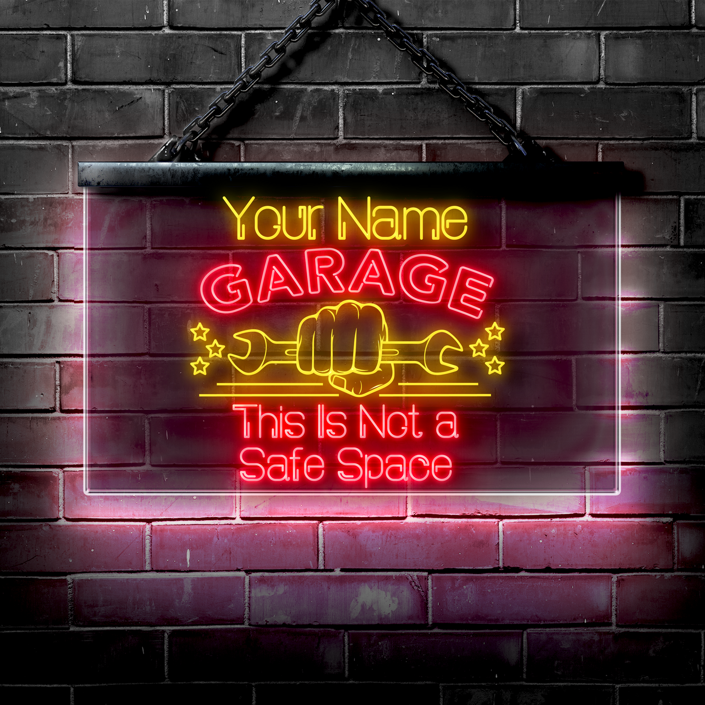 Personalized LED Garage Sign: This Is Not a Safe Space