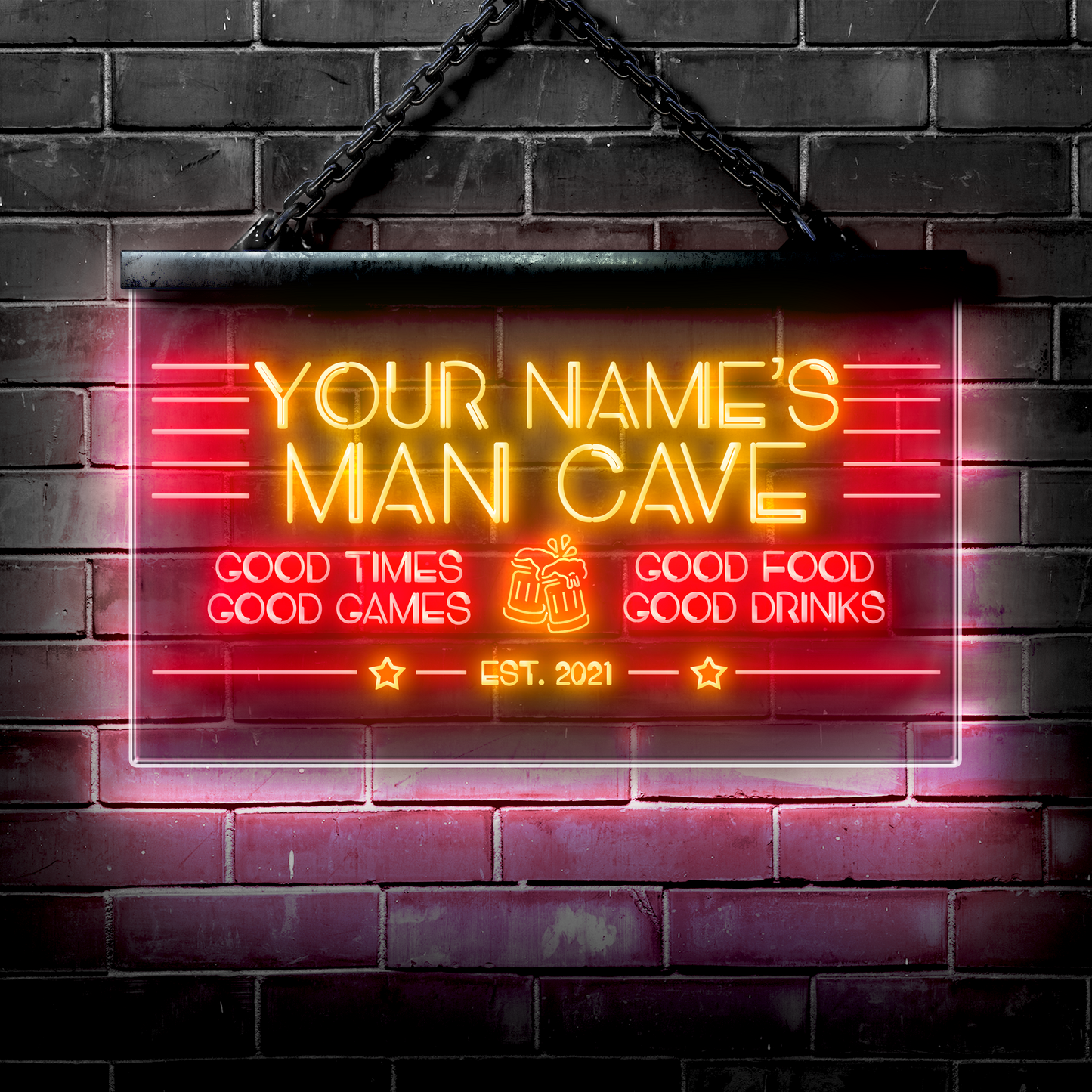 Customized LED Bar Sign: Man Cave Bar Good Times