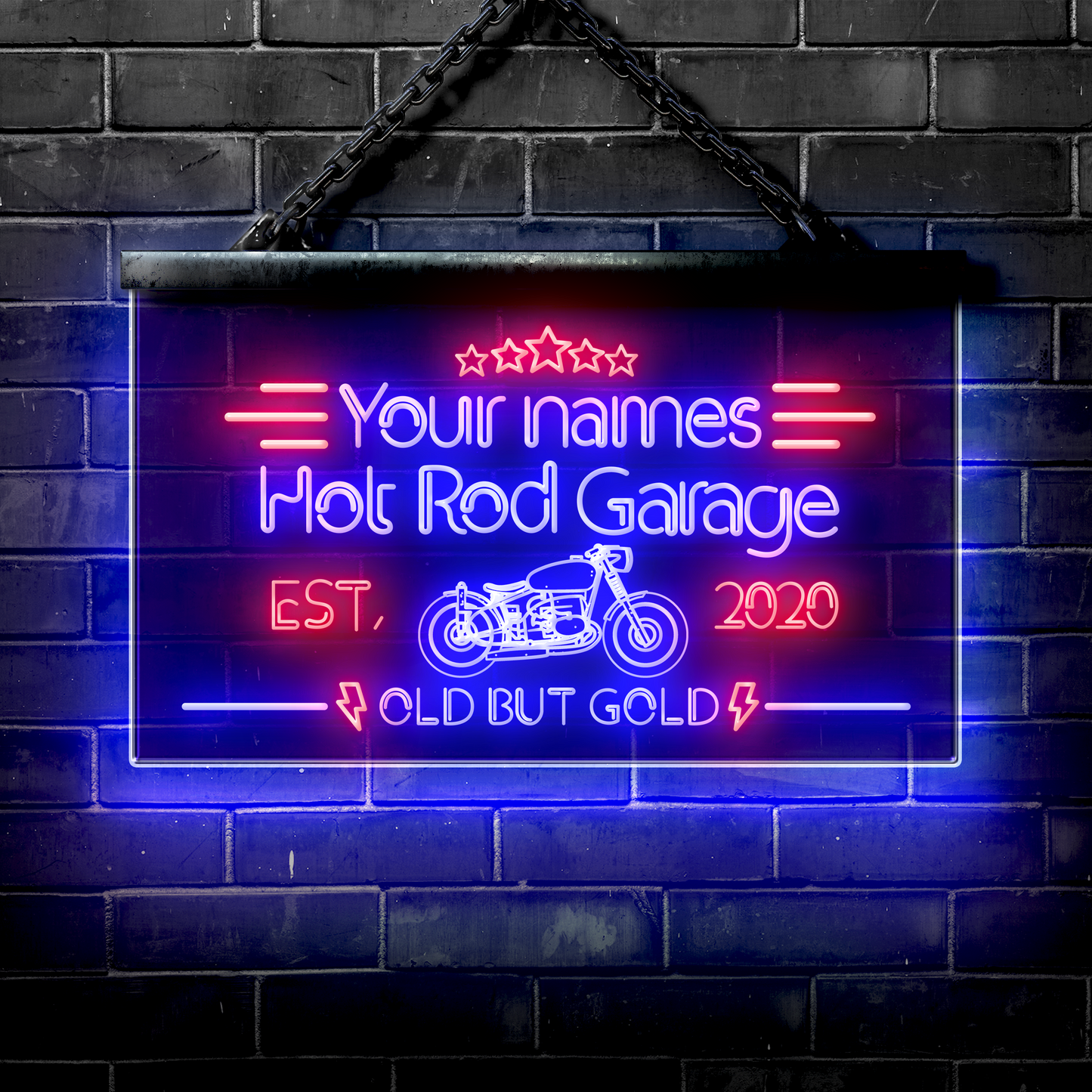 Customized LED Garage Sign: Hot Rod Garage