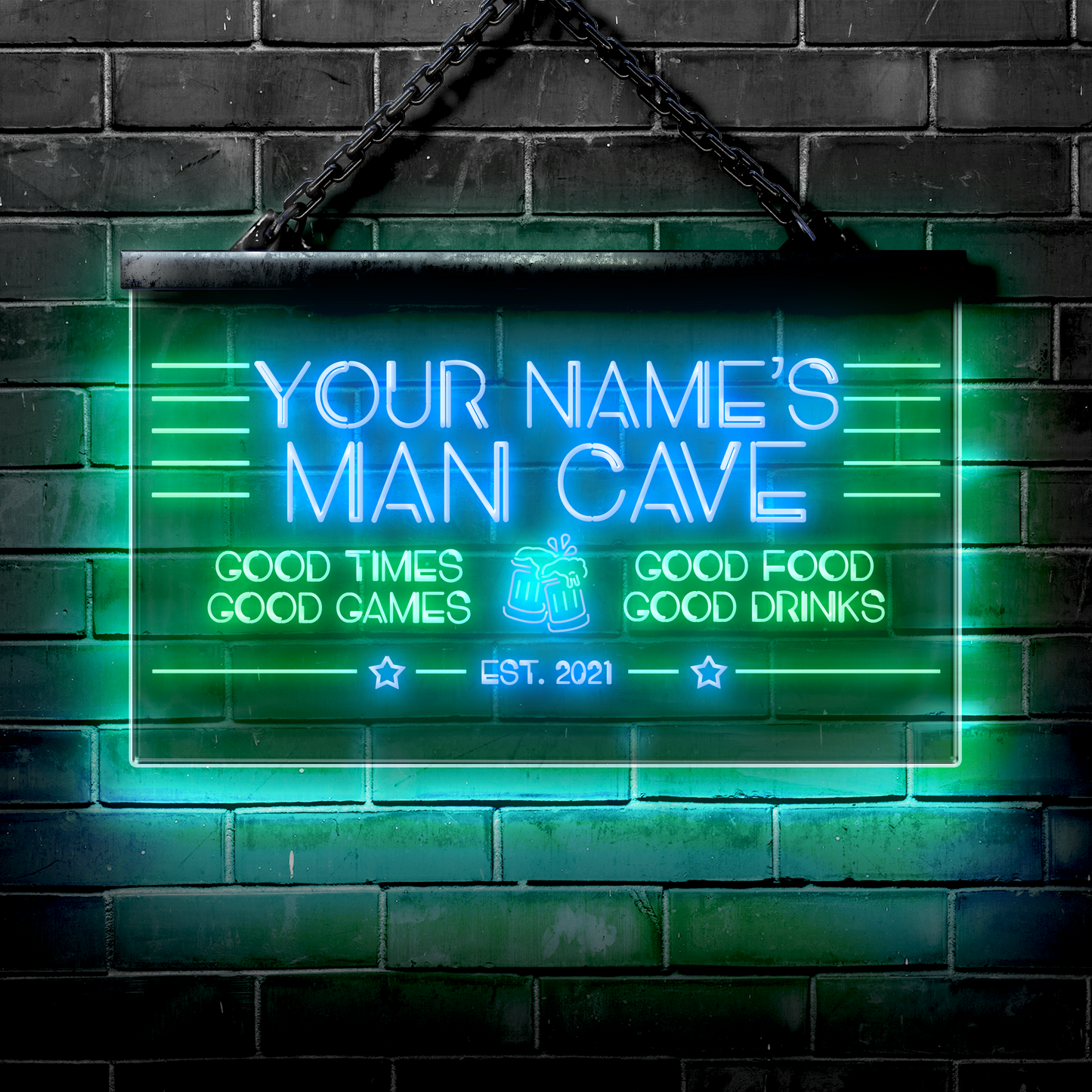 Customized LED Bar Sign: Man Cave Bar Good Times