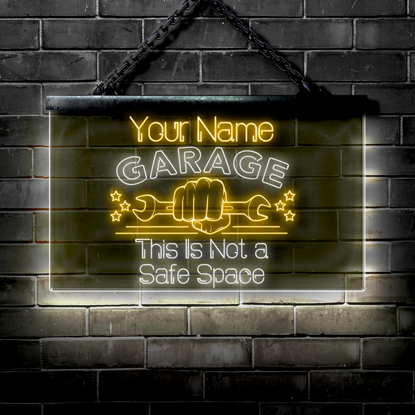 Personalized LED Garage Sign: This Is Not a Safe Space