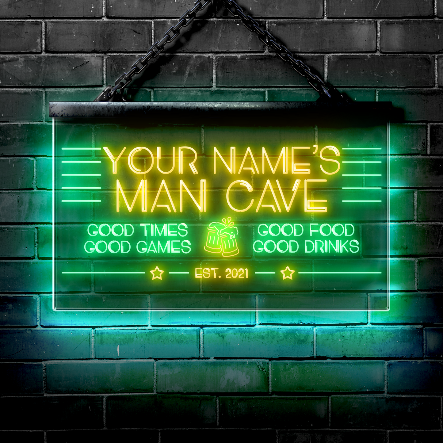 Customized LED Bar Sign: Man Cave Bar Good Times