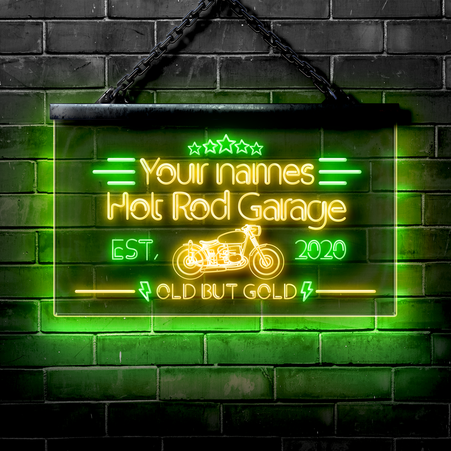 Customized LED Garage Sign: Hot Rod Garage