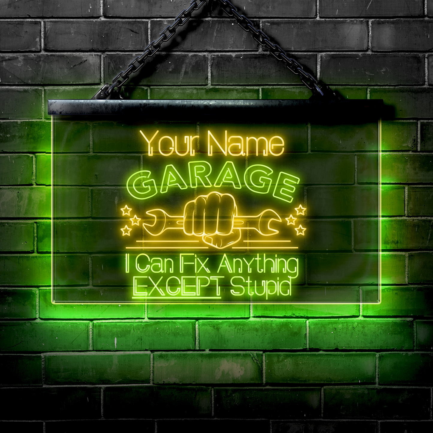 Personalized LED Garage Sign: I Can Fix Anything EXCEPT Stupid