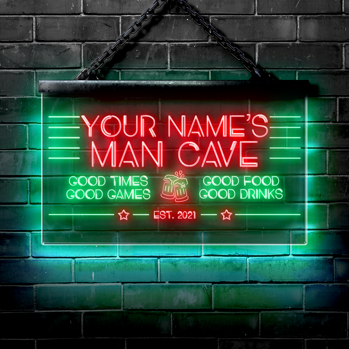 Customized LED Bar Sign: Man Cave Bar Good Times