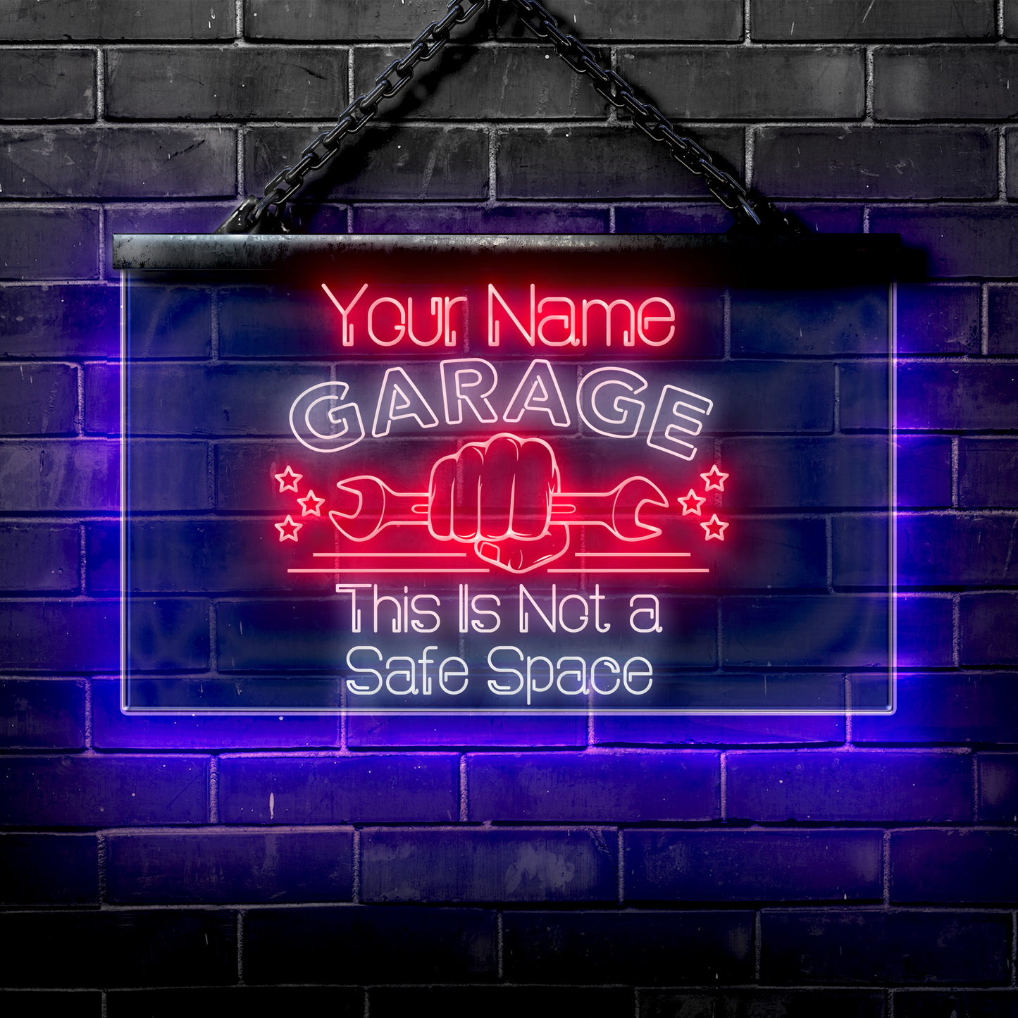 Personalized LED Garage Sign: This Is Not a Safe Space