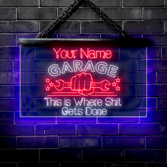 Personalized LED Garage Sign: This is Where Shit Gets Done