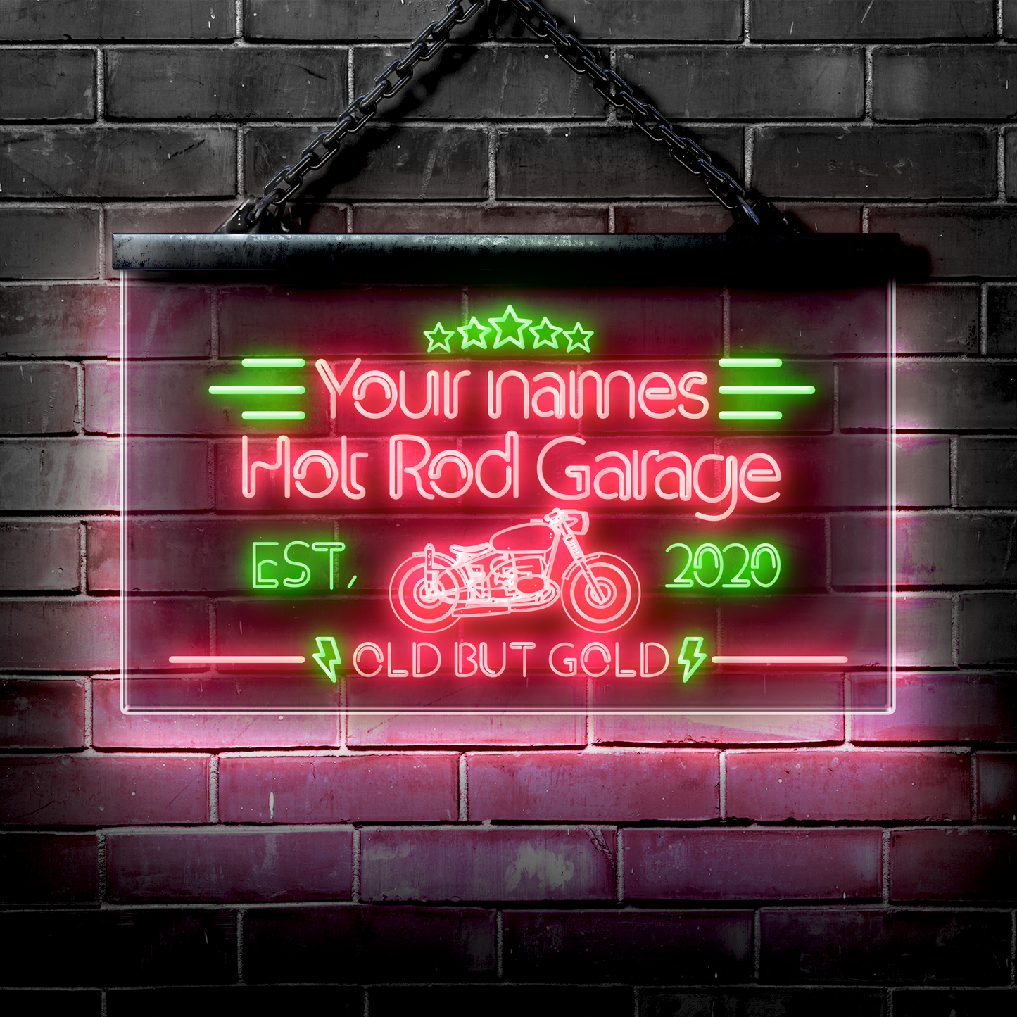 Customized LED Garage Sign: Hot Rod Garage