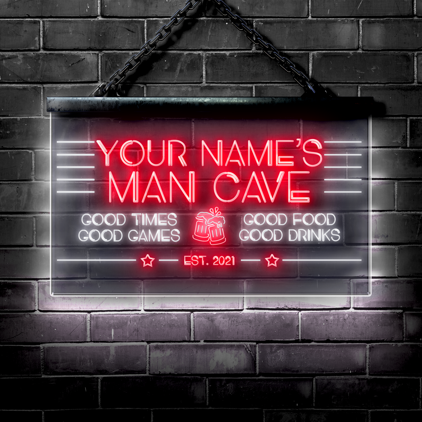 Customized LED Bar Sign: Man Cave Bar Good Times