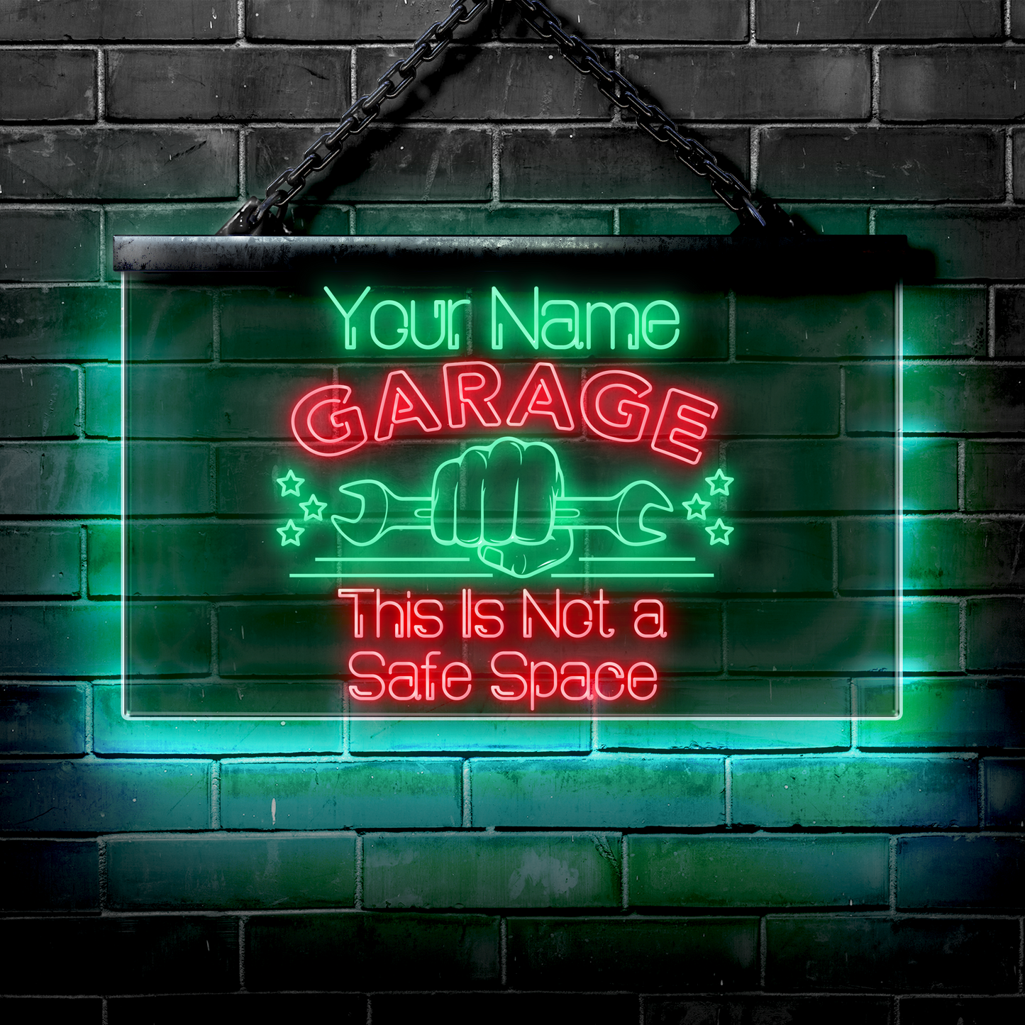 Personalized LED Garage Sign: This Is Not a Safe Space