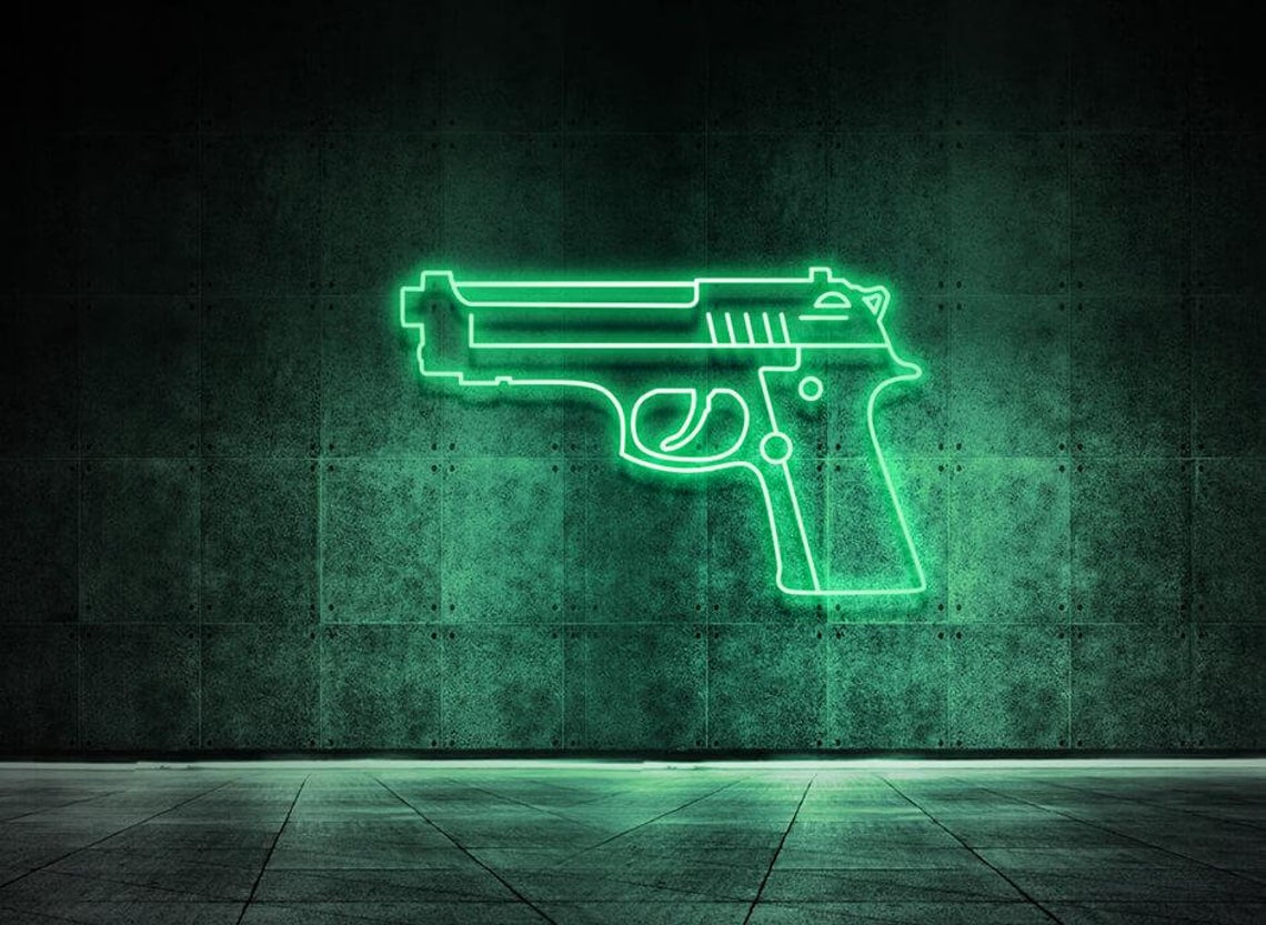 Pistol LED Neon Wall Sign