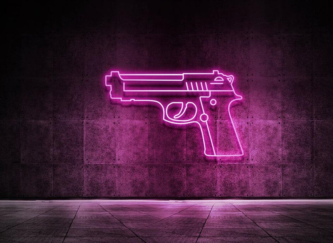 Pistol LED Neon Wall Sign